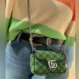 GUCCI GG super mini marmont multicolor canvas shoulder bag
